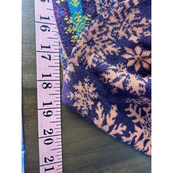 Neve Women Medium Wool Blend 1/4 Zip Sweater Geo Apres Ski Nordic Cozy Snowflake - Picture 8 of 9